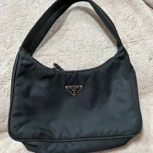 Prada Black Nylon Shoulder Bag with Signature Logo